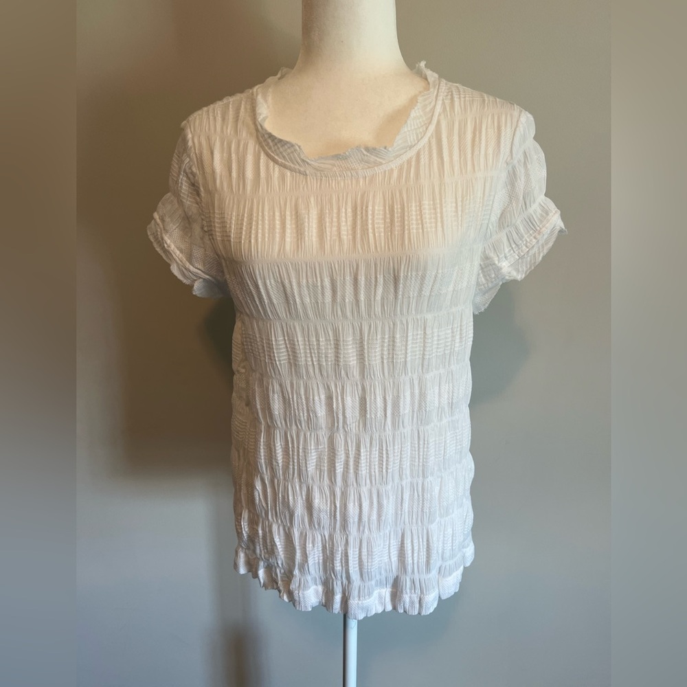 Sundance White Textured Short-Sleeve Blouse - Picture 2 of 13